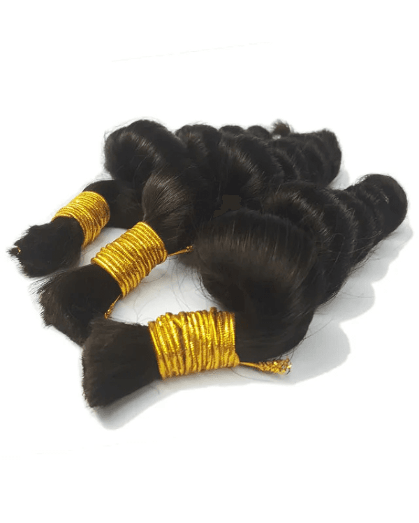 Premium Raw Indian Temple Bulk Hair – Round Wave | 100% Virgin Temple Hair | 100g– Bella Hararo